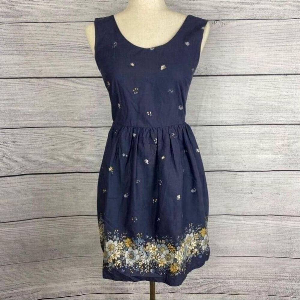 Princess Highway Navy Floral Fit & Flare Mini Dress Cottagecore US SZ 4 - Picture 2 of 6
